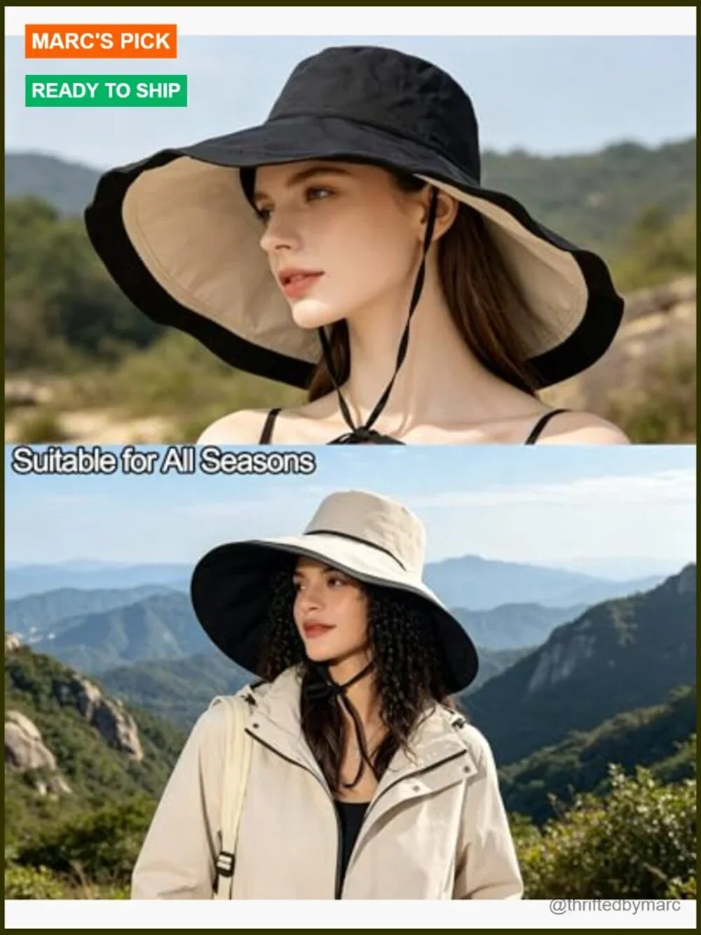 Extra Wide-Brim Sun Hat UPF50+ Reversible Wired Edge Packable Travel Beach